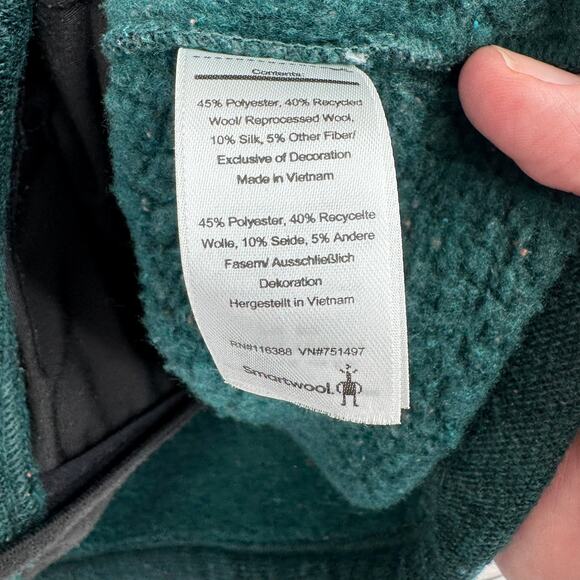SmartWool Hudson Trail Full Zip Fleece Sweater Womens Medium Green - Picture 10 of 16
